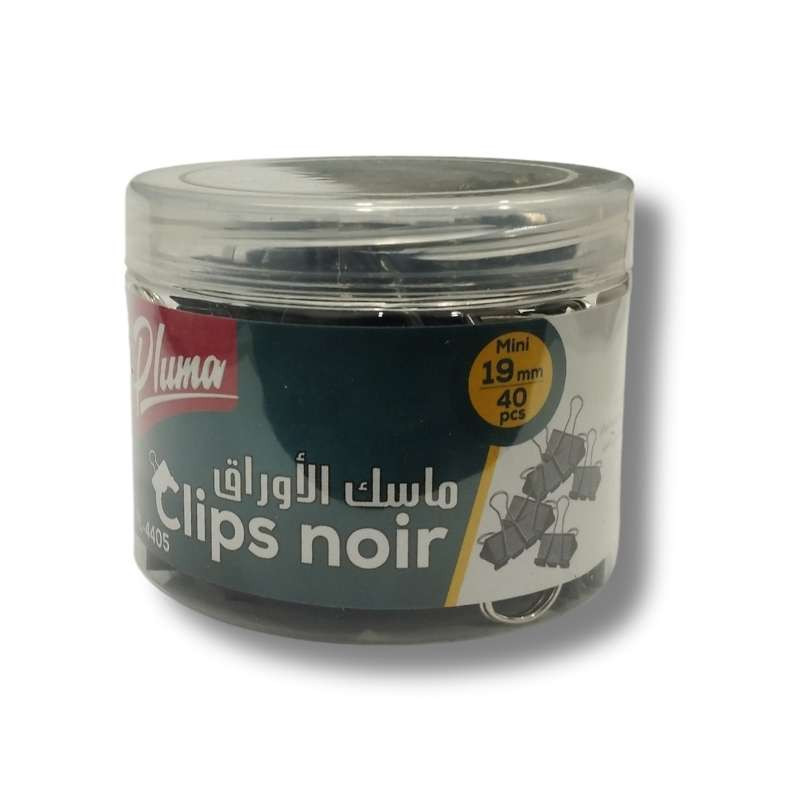 Clips noirs 19 mm – boîte de 40 pièces