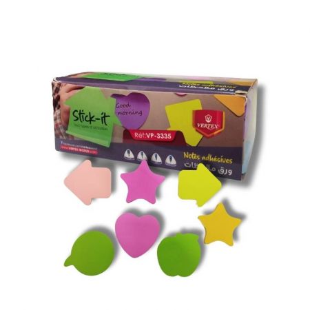 Notes autocollantes Vertex Neon 75x75mm - 100 feuilles, pack de 24
