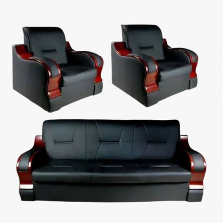 Salon 5 pls skai accoudoire  en bois