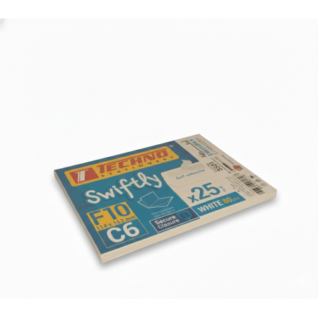 أظرفة تكنو إف 10 مقاس سي 6 - عبوة 25 قطعة - إغلاق ذاتي