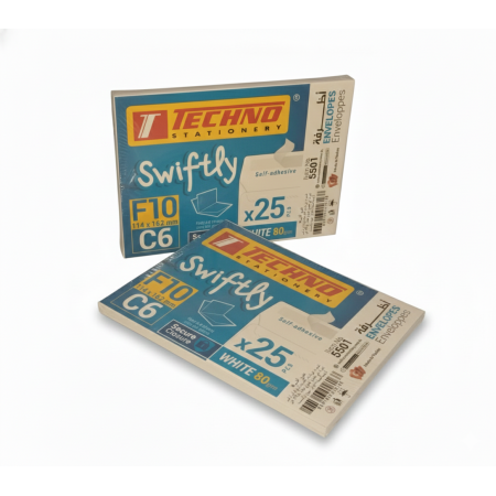 أظرفة تكنو إف 10 مقاس سي 6 - عبوة 25 قطعة - إغلاق ذاتي