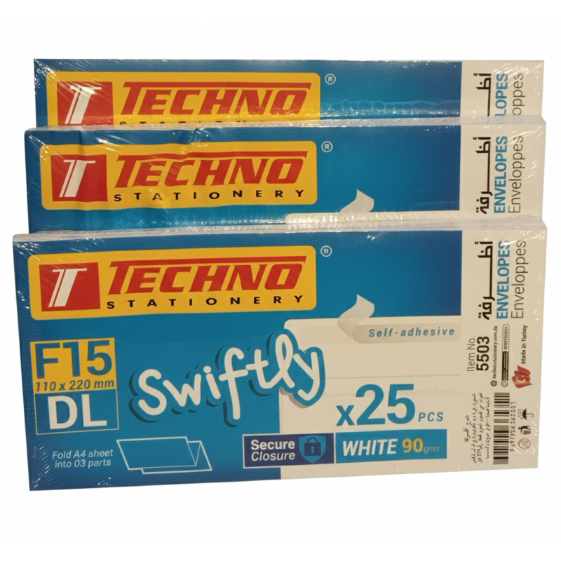 Enveloppes Techno F15 Format DL - Paquet de 25 Pièces