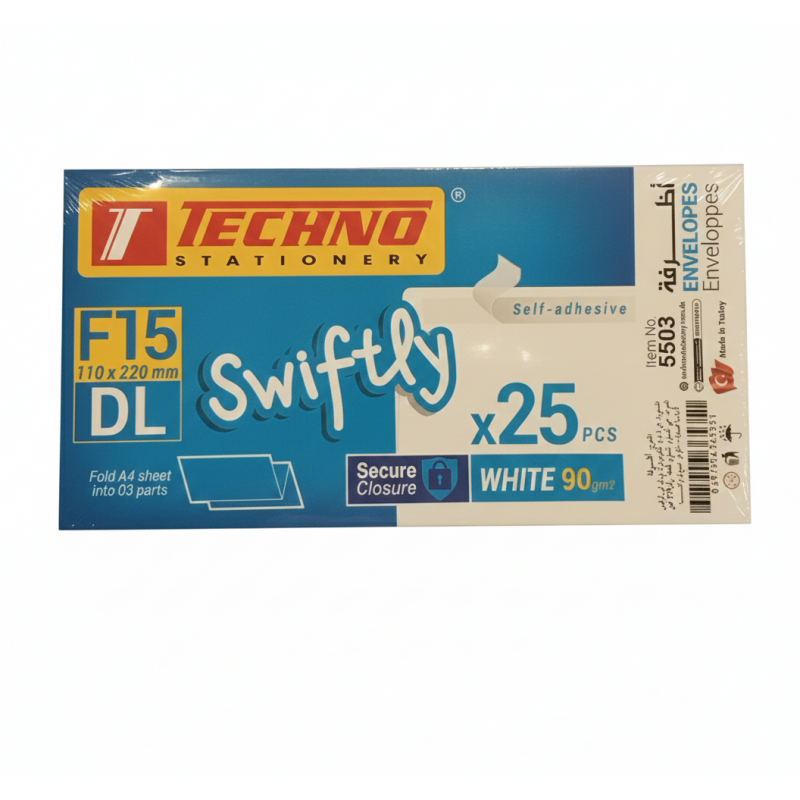 Enveloppes Techno F15 Format DL- Paquet de 25 Pièces