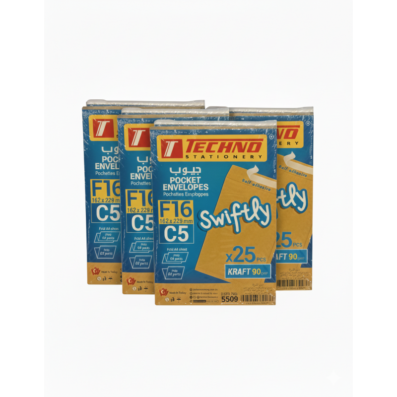 Enveloppes Techno F16 kraft Format C5 - Paquet de 25 Pièces