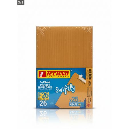 Enveloppes Techno F26 kraft - Paquet de 25 Pièces